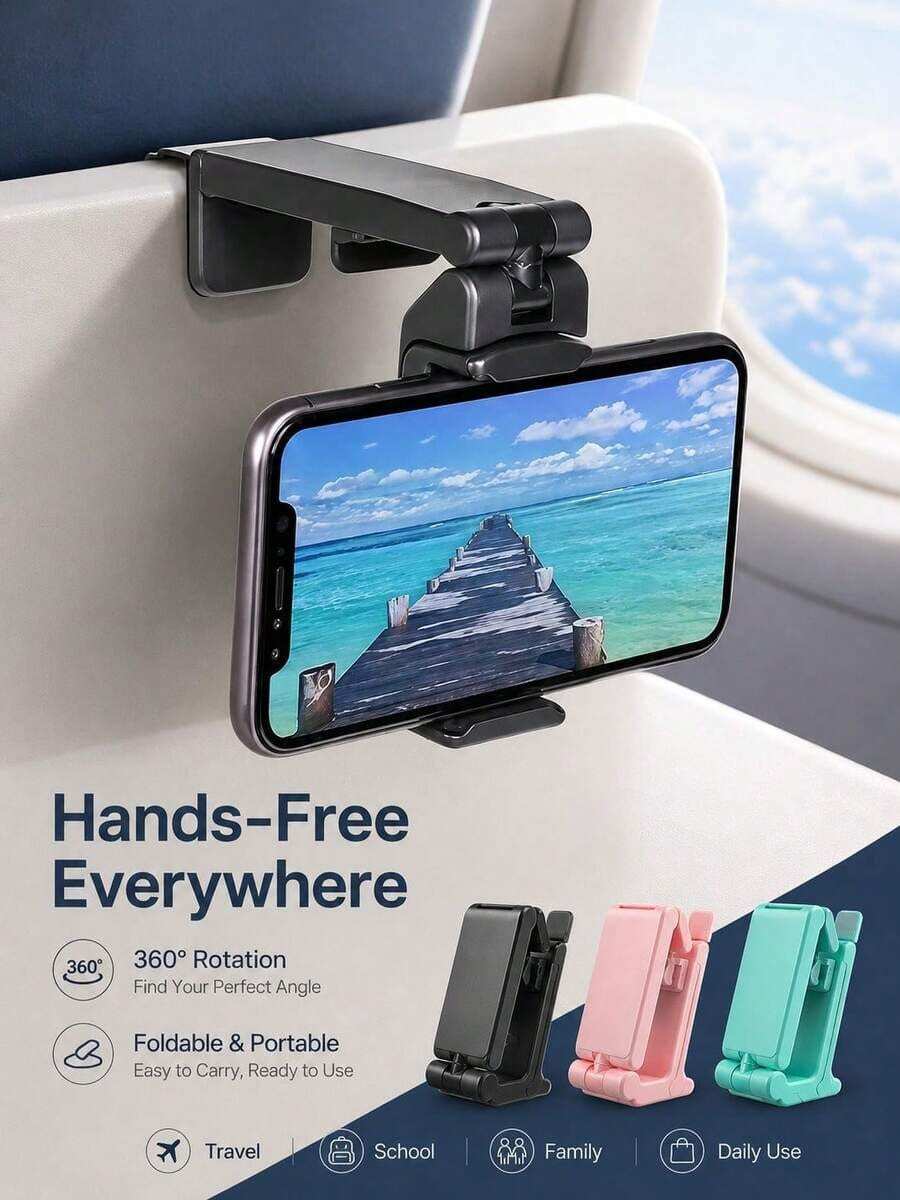 Multifunctional Foldable Phone Stand, Phone Accessory, Supports 360-Degree Rotation, Anti-Slip Design, Suitable For Travelers, Back-To-School Students And Flight Passengers
