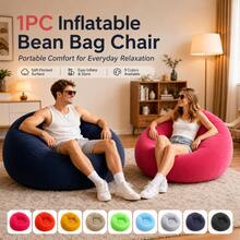 Comfortable Flocked Inflatable Bean Bag Sofa, Waterproof Leak-Proof Inflatable Lounge Chair, Lightweight Foldable Portable Inflatable Seat, Multiple Colors Available, Suitable For Home Relaxation, Outdoor Camping, Beach Party, Balcony Leisure And Office Nap - Multicolor - View 2