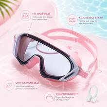 High Definition Anti-Fog Adult Swimming Goggles, Wide Field Of View Professional Training Swim Glasses For Men And Women, Adjustable Silicone Strap Comfortable Fit Swimming Gear - Black - View 4