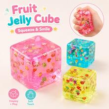 Multi-Color Fruit Cube Sensory Squeeze Toy, Soft Cute Stress Relief Interactive Toy For Kids, Jelly-Style Handheld Toy, Suitable For Party Favors, Classroom Rewards, Birthday Gifts - Multicolor - View 10