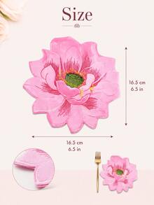20pcs Pink Lotus Flower-Shaped Paper Napkins, 16.5cm/6.5in Floral Disposable Table Napkins For Wedding, Birthday, Tea Party, Bridal Shower & Spring Table Decor - Lotus - View 3