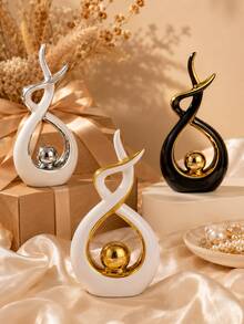 Abstract Flame Sculpture Decor, Gold Accented Modern Desktop Ornament, Suitable For Living Room, Entryway Console, Bedroom Shelf, Office Desk And Luxury Home Decor - Multiple Styles - View 9