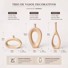 Trio Of Stylized Vases - 3 Minimalist Ceramic Decorative Vases Decoration For Bedroom, Living Room, Rack, Office, Sideboard - 摩卡棕 - 查看 3