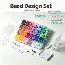 12000顆/包 2.6mm/0.1in 熔融小孔珠，彩色馬蹄形珠子套組－適合DIY珠寶製作、編髮、項鍊、耳環與裝飾－大批量塑膠工藝穿孔珠，適用於小型商業用途 - 多色1 - 查看 3