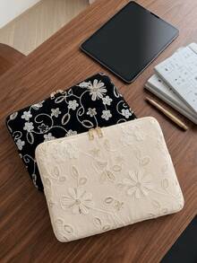 1pc Portable Computer Bag, Embroidered Floral Pattern Multi Size Laptop And Tablet Storage And Organizing Bag, Fashionable Digital Storage Bag, Suitable For Outdoor Use And Travel Essentials - Multicolor - View 7