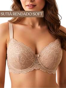 Women's Floral Lace Bra With Underwire Elegant Durable Bra With Reinforced Cup Lifts Chest Comfortable Lace Bra Soft Bra - 卡其色 - 查看 1