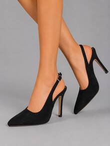 Geeyea Women Pointed Toe High Heels Black Slingback Pumps, Elegant Stiletto Heel Shoes, Business Casual Woman, Office Work, Party & Date Night - 黑色 - 查看 1