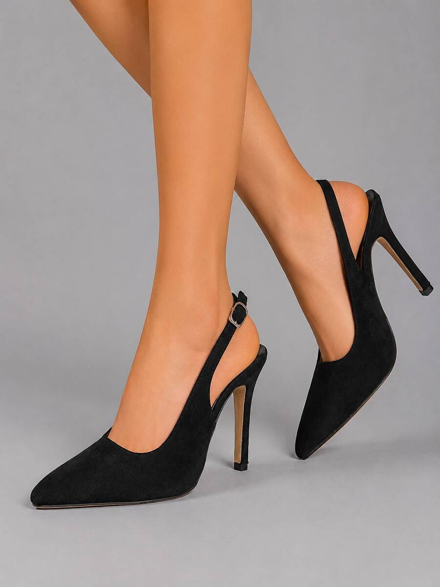 Geeyea Women Pointed Toe High Heels Black Slingback Pumps, Elegant Stiletto Heel Shoes, Business Casual Woman, Office Work, Party & Date Night - 黑色 - 查看 1