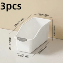 3pcs Large Capacity Storage Bins, Yellow And White, Miscellaneous Items Sorting Organizer, Kitchen And Bathroom Storage, Suitable For Bathroom, Cabinet, Sink Side, Food Storage Area - A - View 8