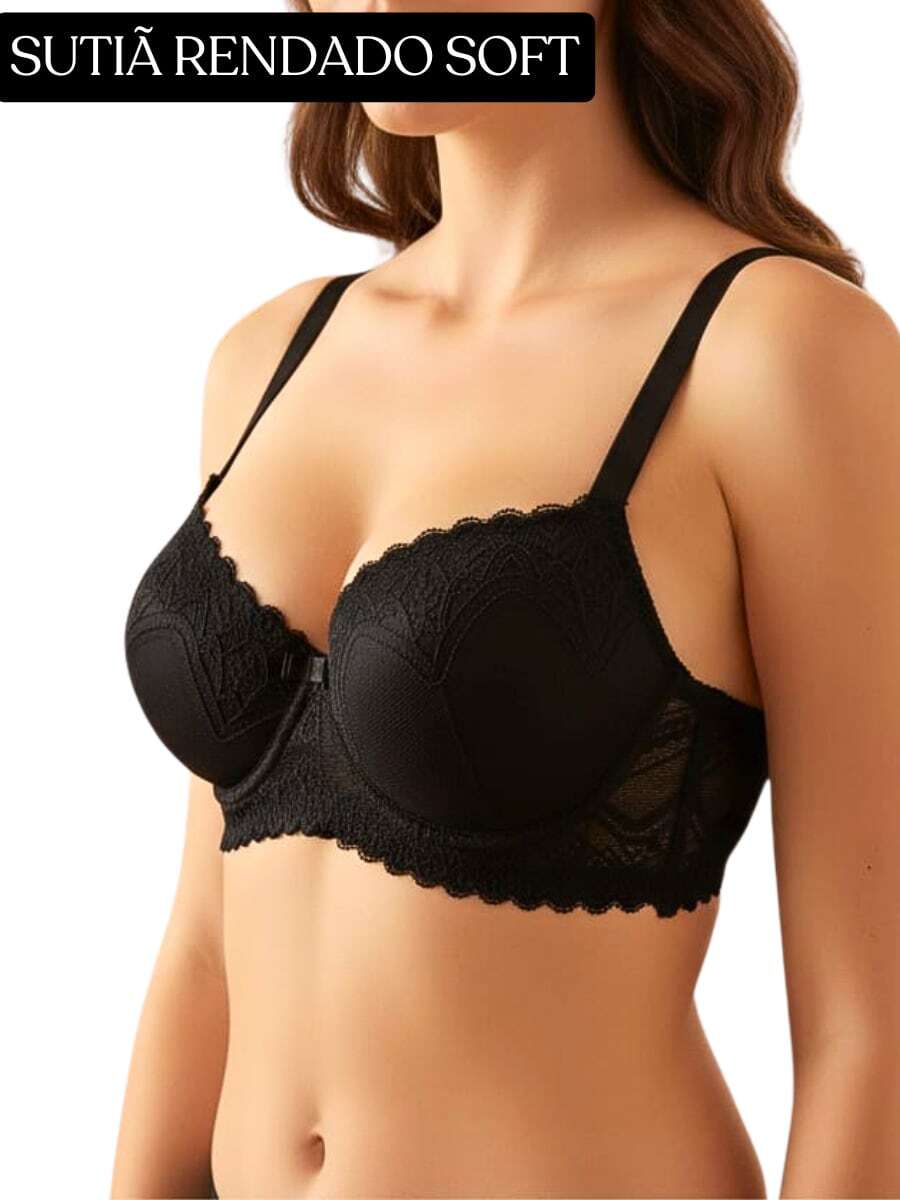 Women's Floral Lace Bra With Underwire Elegant Durable Bra With Reinforced Cup Lifts Chest Comfortable Lace Bra Soft Bra - 黑色 - 查看 1
