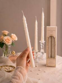 2pcs/4pcs Pearl Taper Candles, Long Stem Candles, Wedding Table Centerpiece Decor, European Romantic Dinner Candles, Decorative Soy Wax Candles, Home Decor, Party Table Decoration, Anniversary Dinner, Holiday Dining Decor - Multiple Styles - View 8