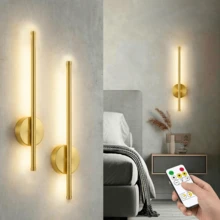 1pc/2pcs Battery Powered Wall Light, Wireless Charging Gold Wall Lamp With Remote Control Dimmable, Cordless Wall Light For Living Room, Bathroom, Hallway Decor, With Timer Function - Gold - View 2