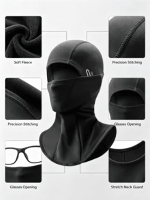 1/2pcs Unisex Black Fleece Balaclava Winter Windproof Full Face Mask Neck Warmer For Skiing Cycling Outdoor Sports - Multicolor - View 7