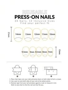 30pcs/Set Oval Black Polka Dot French Minimalist Cute Floral Press-On Short Nails Set, Suitable For Hot Girls, Office Women, Parties, Dates And Daily Wear - Multicolor - View 4