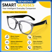 SENBONO New AI Translation Smart Audio Glasses, Hall Sensor One-Click Activation, Wireless Calls, Music Playback, Hands-Free Phone Calls, Camera Control, Voice Activation, Fashion Smart Glasses, Unisex, Gift For Friends, Birthday Gift - View 10