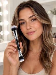 ENERGY Dual-Ended Makeup Brush Set, Portable Face Makeup Brushes With Storage Bag For Foundation Concealer Blush Powder - Black - View 7