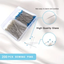 200Pcs Box Light Blue & Yellow Crystal Glass Head Pins - Durable Straight Pins & Quilting Pins, Suitable For DIY Crafts, Sewing And Garment Making - Multicolor - View 7