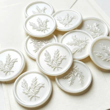 30pcs Pearl White Rosemary Wax Seal Stickers, Self-Adhesive Envelope Seals, Suitable For Wedding, Party, Birthday, Christmas - Rosemary Pearlescent White - View 3
