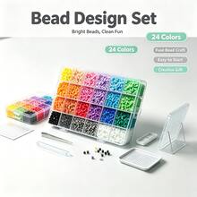 12000顆/包 2.6mm/0.1in 熔融小孔珠，彩色馬蹄形珠子套組－適合DIY珠寶製作、編髮、項鍊、耳環與裝飾－大批量塑膠工藝穿孔珠，適用於小型商業用途 - 多色1 - 查看 5