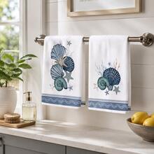 2/4/6pcs Set, Dish Towel, Ocean Creature Pattern Printed Towel, Ultra-Fine Microfiber Modern Absorbent Cloth, Cooking And Baking Tea Towel, Dish Cloth, Cleaning Towel, Hand Towel, Tea Towel, Ultra-Soft And Highly Absorbent, Kitchen Decor, Gift For Neighbors, Gift For Mom, Birthday Gift, Sweet Housewarming Gift For Friends, Kitchen Accessories, Daily Necessities, Life Essentials - Multicolor - View 5