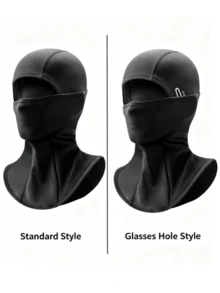 1/2pcs Unisex Black Fleece Balaclava Winter Windproof Full Face Mask Neck Warmer For Skiing Cycling Outdoor Sports - Multicolor - View 1