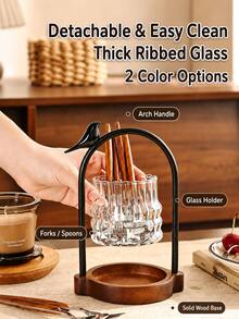 A Vintage-Style Glass Holder For Cutlery-Such As Knives, Forks, And Spoons-Featuring A Convenient Handle; Suitable For Use When Serving Desserts, Cakes, Or Fruit, As Well As For Organizing Tableware And Kitchen Utensils During Home Parties. - Multicolor - View 10
