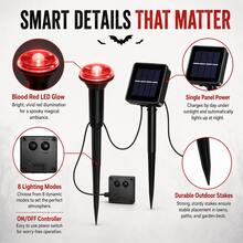 30 Pack Red Solar Lights Outdoor Waterproof, 8 Modes Auto On/Off IP65 Solar Garden Lights, Spooky Blood Red Pathway Lights For Halloween Yard Patio Lawn Driveway Walkway Decor - 紅燈 - 查看 5