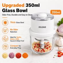 350ml Powerful 6-Blade Electric Food Chopper - USB Rechargeable Mini Food Grinder For Meat, Garlic, Vegetables, Herbs, Portable, Kitchen Essential - White (5-piece Set) - View 8