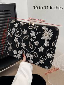 1pc Portable Computer Bag, Embroidered Floral Pattern Multi Size Laptop And Tablet Storage And Organizing Bag, Fashionable Digital Storage Bag, Suitable For Outdoor Use And Travel Essentials - Multicolor - View 10