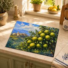 Lemon Print Pattern Drainage Mat/Absorbent Mat/Drying Mat Coffee Machine Dish Drying Mat - Absorbent Polyester Tabletop Protector With Rubber Non-Slip Backing, For Kitchen Countertop Decoration - Home Bar And Dining Table Placemat - Multicolor - View 2