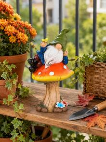 Autumn Garden Gnome Mushroom Decor, Harvest Outdoor Figurine With Welcome Sign, Cute Fairy Garden Statue, Patio Yard Lawn Planter Decoration, Thanksgiving Pumpkin Garden Decor Gift - 1PC - View 4