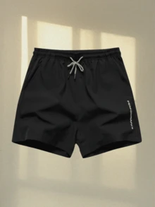 2pcs Men's Sports Shorts, Drawstring Waist, Side Pockets. Suitable For Running, Basketball, Fitness And Other Sports - Green - View 3
