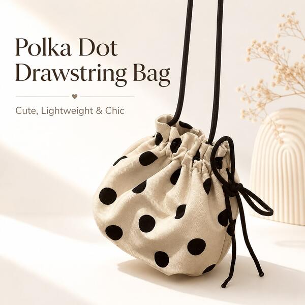 Bolso de cordón con lunares de moda, nuevo estilo Y2K 2026 mini bolso de hombro para mujer, bolso cruzado lindo de verano para teléfono para uso diario y compras