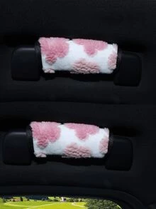 柔軟蓬鬆花卉圖案汽車車頂拉手套,通用款防滑車頂拉手保護套,可愛毛絨汽車內飾裝飾配件 - 車頂把手 - 查看 2