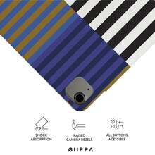 GIIPPA 1個彩色條紋Y型折疊磁吸平板保護殼，PU皮革外殼配硬壓克力防彎曲背板，無筆槽，多角度支撐，自動休眠/喚醒，適合辦公與日常使用，相容於IPad Mini 6/7, Air 2/3/4/5/11/13" (M2/M3 2024-2025), 5/6/7/8/9/10/11代, Pro 10.5/11/12.9" (2017-2025), Summer Obal Na, 保護殼, 11 A16 保護殼, 保護套 - 多色3 - 查看 3