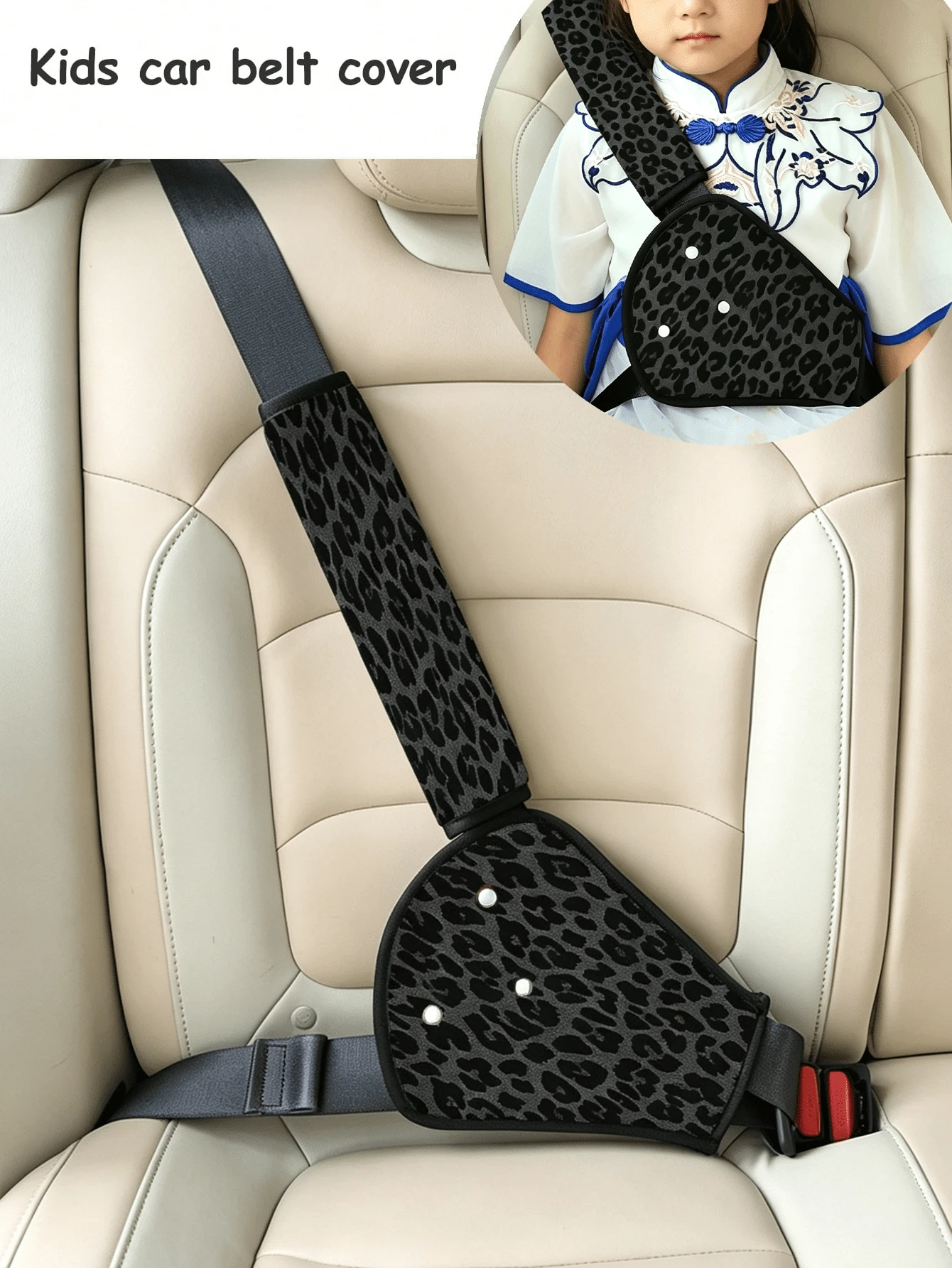 2pcs/Set Car Seat Belt Adjuster & Fixator, Anti-Choke Shoulder & Belly Guard, Cute Detachable Portable Anti-Choke Belly + Shoulder Guard Set - Multicolor - View 1