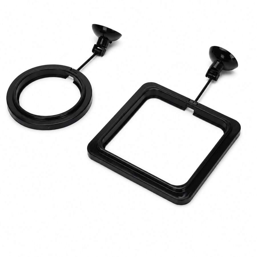 2PCS Floating Fish Feeding Ring Set For Aquarium, Round & Square Fish Tank Food Control Feeder With Suction Cup, Prevent Food Scattering For Small Floating Fish - Blue - View 1