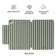 GIIPPA 1個粉綠條紋Y型摺疊磁吸平板保護殼，PU皮革外層搭配硬質壓克力防彎曲背板，無筆槽，多角度支撐，自動休眠/喚醒，辦公與日常使用，相容於 iPad Mini 6/7、Air 2/3/4/5/11/13" (M2/M3 2024-2025)、5/6/7/8/9/10/11代、Pro 10.5/11/12.9" (2017-2025)，夏季保護殼 11 A16 保護殼，保護套 - 多色6 - 查看 2