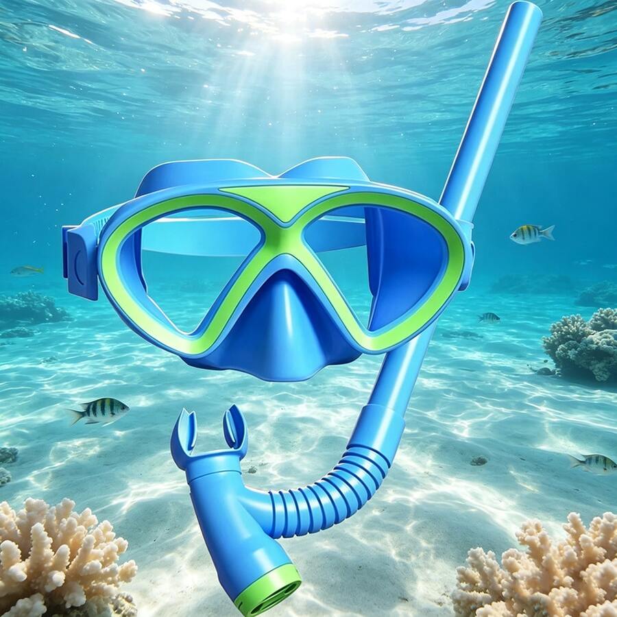 Eyewear Snorkel Set For Kids Anti-Fog Water Protective Children Snorkeling Goggles Adjustable Mask For Beach Use - Multicolor - View 1