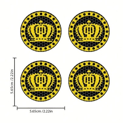 4pcs/Set Crown Pattern Car Wheel Hub Reflective Stickers - Vinyl Self-Adhesive Safety Warning Stickers, Suitable For SUV And Trucks, Fashionable Appearance Decorative Stickers, Enhance Night Driving Safety, Made Of High-Grade Reflective Vinyl Material, High Visibility In Low Light/Dark Environments, Waterproof And Weather-Resistant, Suitable For Outdoor Use, Easy To Apply On Wheel Rims
