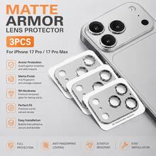 3pcs Camera Lens Protector For IPhone 17 Pro Max - [Unbreakable] [Strong Adhesion] [Compatible With Phone Case] Metal Rear Camera Screen Protector (Orange, Silver, Blue) - Multicolor - View 15