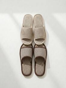 Veyra Day Unisex Linen Open Toe House Slippers Breathable Polyester Fabric Upper Flexible Soft EVA Flat Sole Non Slip Quiet Indoor Slide Sandals - Women's Slippers - View 4