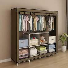Foldable Wardrobe Closet For Organizing Clothes With Zipper - 165x45x165 棕色 - 查看 1