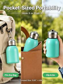 300ml Stainless Steel Insulated Cup, Short And Cute Design, With Carrying Handle, Portable And Lightweight, Suitable For Office, Teachers, Students, Outdoor, Drivers, Also A Great Choice For Gifts - Multicolor - View 3