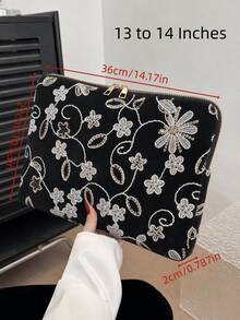1pc Portable Computer Bag, Embroidered Floral Pattern Multi Size Laptop And Tablet Storage And Organizing Bag, Fashionable Digital Storage Bag, Suitable For Outdoor Use And Travel Essentials - Multicolor - View 13