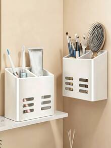 1pc Bathroom Toothbrush & Toothpaste Holder, Wall-Mounted Storage Box, Sink Razor Holder, Multi-Function Bathroom Storage Basket, Bathroom Accessories, Kitchen Accessories, Room Decor, Home Decor, Bathroom Decor, Bathroom Organizer - Multicolor - View 7