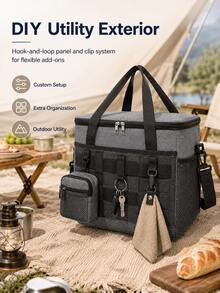 Sac isotherme de pique-nique unisexe avec bandoulière amovible, doublure en feuille d'aluminium épaissie, anti-poussière, isolation thermique, sac de rangement de boîte à lunch de style urbain géométrique, convient pour la randonnée en plein air, la fête à la plage, le déjeuner en famille, les fournitures pour les fêtes du Nouvel An - A - Voir 5