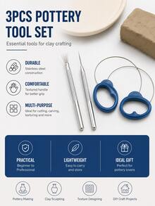 1/2pcs Pottery Tool Set, 7-Tooth Needle, Detail Needle And Clay Cutting Wire, Suitable For Clay Sculpture, Ceramic Carving, Pottery Making And DIY Crafts - Pottery Tool Set - View 14