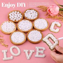 11,000pcs Handmade Flat Back Pearl Rhinestones (Ivory/Beige), Multiple Sizes 2/3/4/5/6/8/10mm Half Pearl DIY Shiny Beads For Clothing, Drums, Cups, Shoes, Fabric Decoration - Multicolor - View 6