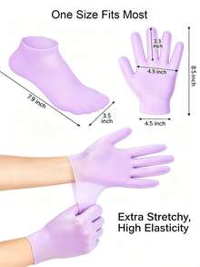 1 Pair Of Silicone Hand Pads And 1 Pair Of Foot Pads, Lady's Moisturizing Foot Pad. Soft Material, Comfortable Fit. Essential For Foot Care. - Purple - View 2
